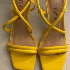 Unisa Bright Yellow Strappy Heeled Sandals